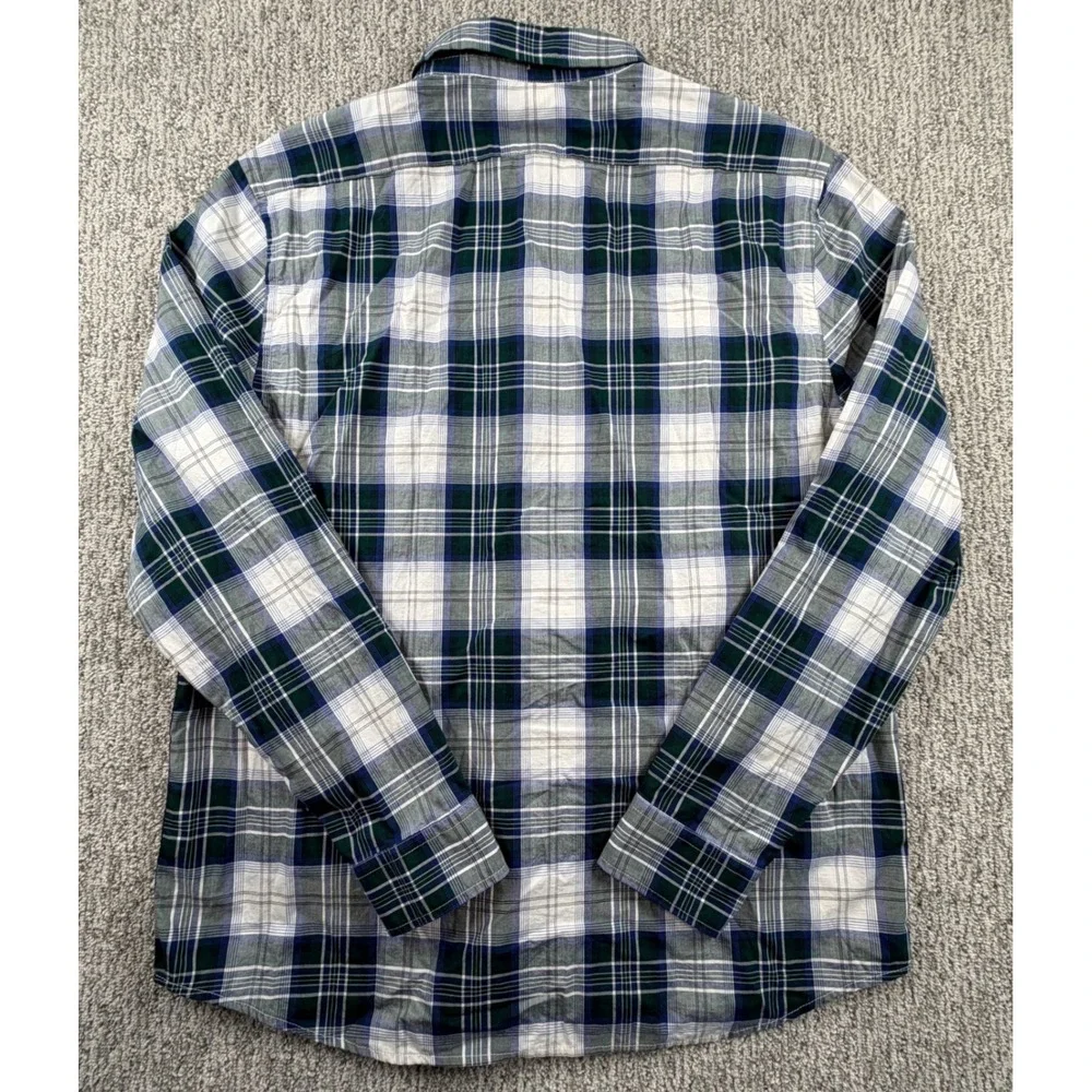 NEW Banana Republic Button Down Shirt Mens L Green Navy Plaid Slim Fit Untucked